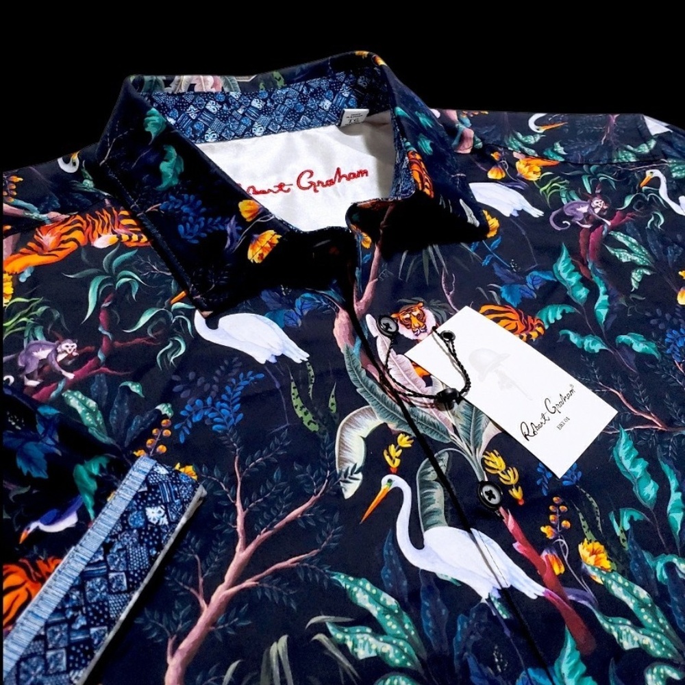 NEW Robert Graham Bold Colorful Large Short Sleeve Classic Fit Shirt